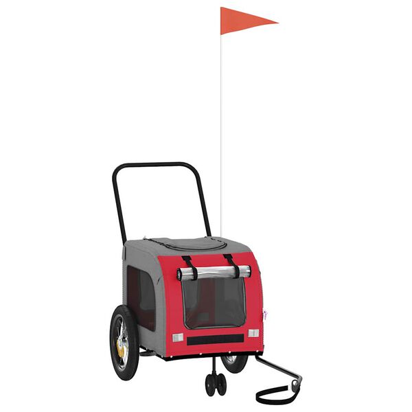 vidaXL Lemmiklooma rattahaagis Punane ja hall 124,5 x 63,5 x 53 cm