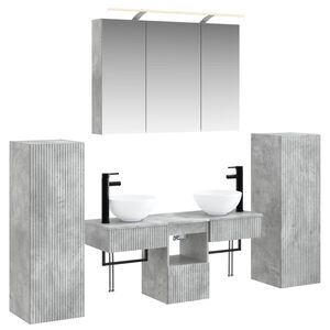 vidaXL Vannitoa m&ouml;&ouml;bleset 6 pcs Betoonhall Tehispuit ja klaas
