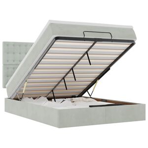 vidaXL ottomani voodi madratsitega ja LED, helehall, 140x190cm, samet