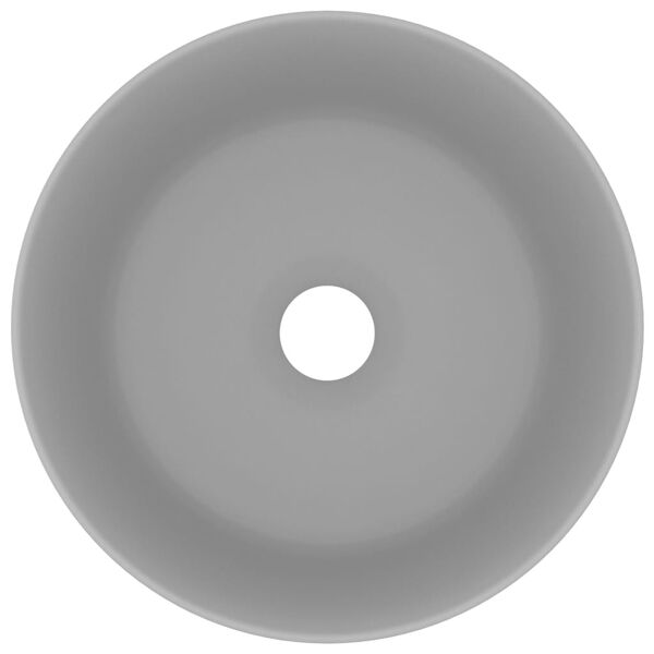 vidaXL luksuslik valamu ümar, matt helehall, 40 x 15 cm, keraamiline