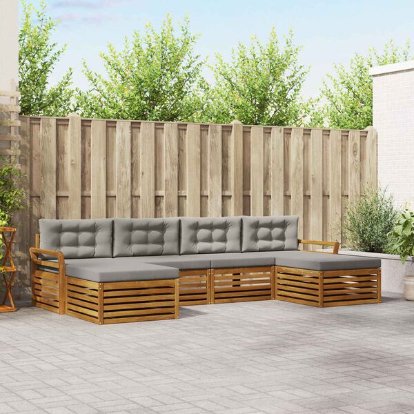 vidaXL Diivanikomplektid 6 pcs Looduslik ja Hele Hall Tugev akatsiapuu