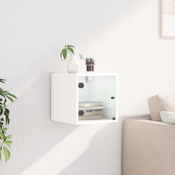 vidaXL klaasustega k&uuml;lgkapp, valge, 35 x 37 x 35 cm