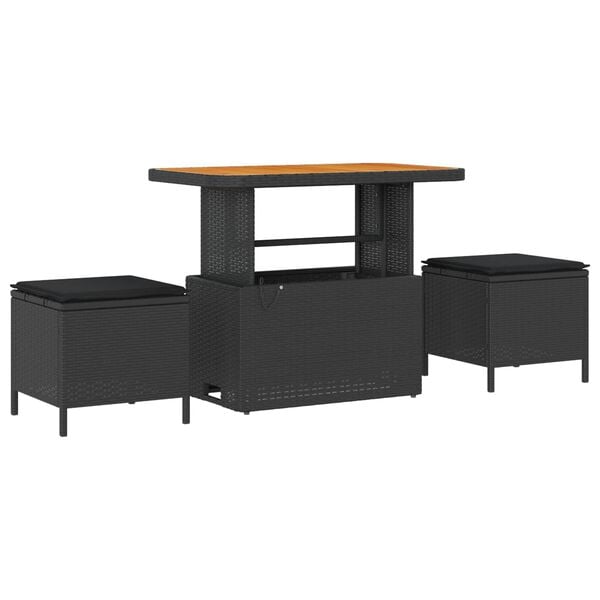 vidaXL Aia Diivanikomplekt padjaga 9 pcs Must pol&uuml;rotang