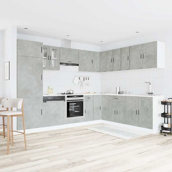 vidaXL 14-osaline k&ouml;&ouml;gikapi komplekt Porto, betoonhall, tehispuit