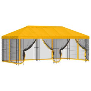 vidaXL Paviljon k&uuml;lgseinadega 6 x 3 m Kollane Pol&uuml;ester ja teras