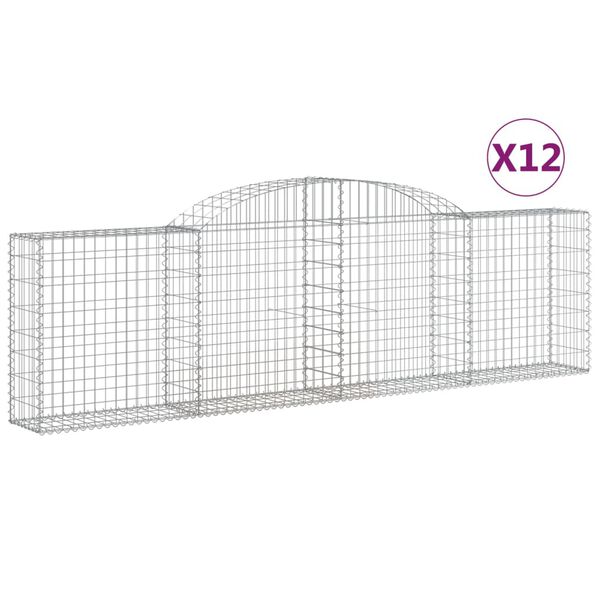 vidaXL kaarekujulised gabioonkorvid 12 tk, 300x30x80/100 cm, raud