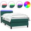 vidaXL kontinentaalvoodi madrats ja LED, tumeroheline, 100x210 cm, samet