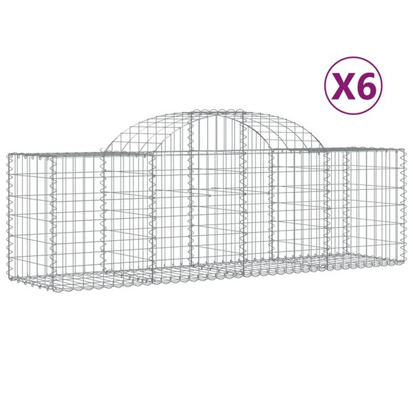 vidaXL kaarekujulised gabioonkorvid 6 tk, 200x50x60/80 cm, raud