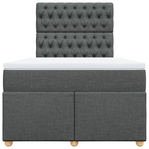 vidaXL kontinentaalvoodi madratsiga, tumehall, 120x200 cm, kangas