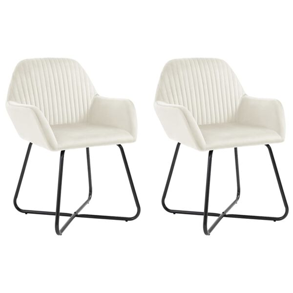 vidaXL söögitoolid 2 tk, kreemjas, samet