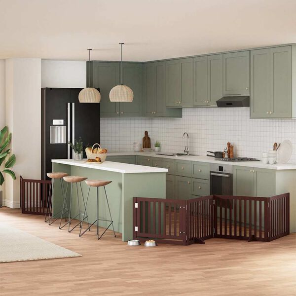 vidaXL kokkupandav koerav&auml;rav uksega, 6 paneeli, pruun 480 cm, pappel