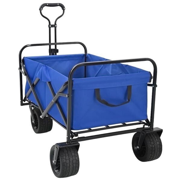 vidaXL Kokkuvolditav K&auml;si Trolley Sinine 89 x 63 x 96 cm