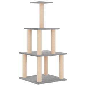 vidaXL kassimaja sisalk&ouml;itega kraapimispostidega, helehall, 111 cm