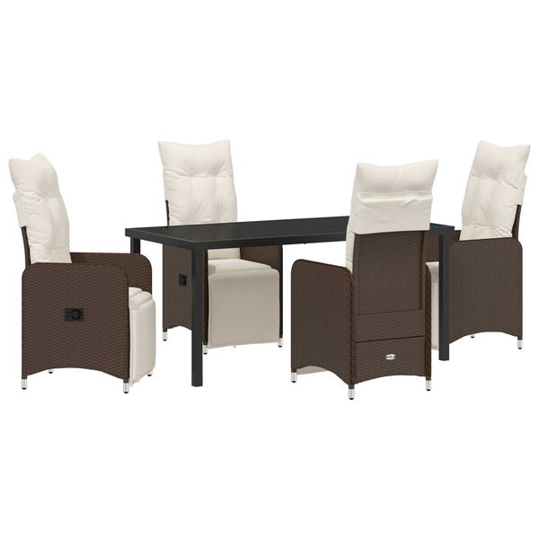 vidaXL Aia söögilaudade komplekt padjaga 5 pcs Pruun Polürooster