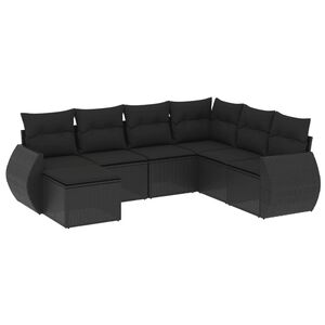 vidaXL 7-osaline aiadiivani komplekt patjadega, must, pol&uuml;rotang