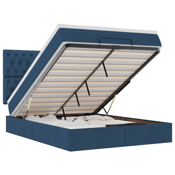 vidaXL ottomani voodi madratsita ja LED, sinine, 140x190 cm, kangas