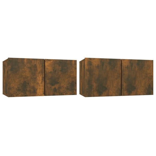 vidaXL 4-osaline telerikappide komplekt, suitsutatud tamm, tehispuit