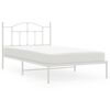 vidaXL metallist voodiraam peatsiga, valge, 107x203 cm