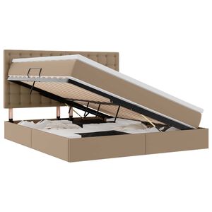 vidaXL LED-valgusega hoiuvoodi peaga Kapputsino 180 x 200 cm Kunstnahk