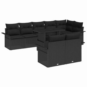 vidaXL Aia Diivanikomplekt padjaga 9 pcs Must Pol&uuml;rooster