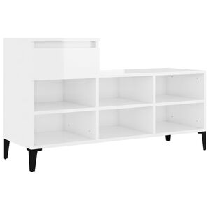 vidaXL jalatsikapp, k&otilde;rgl&auml;ikega valge, 102x36x60 cm, tehispuit