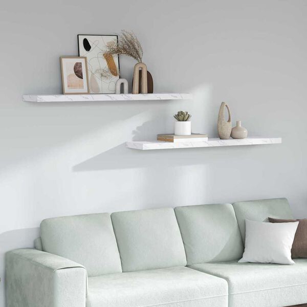 vidaXL Seinariiul 2 pcs Valge Marmor 120 x 23,5 x 4 cm Tehispuit