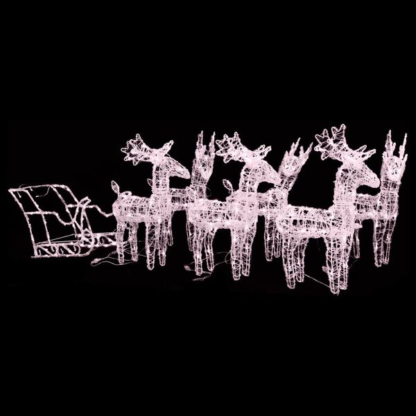 vidaXL põhjapõdrad saaniga, jõulukaunistus, 320 LEDi, akrüül