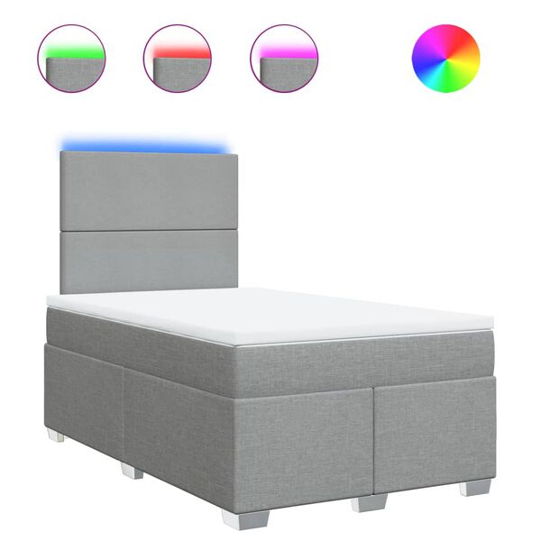 vidaXL kontinentaalvoodi madratsiga, helehall, 120x200 cm, kangas