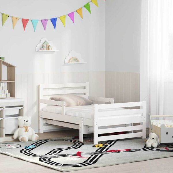 vidaXL Voodi raam madratsiga peaga Valge 80 x 200 cm Tahke m&auml;nd