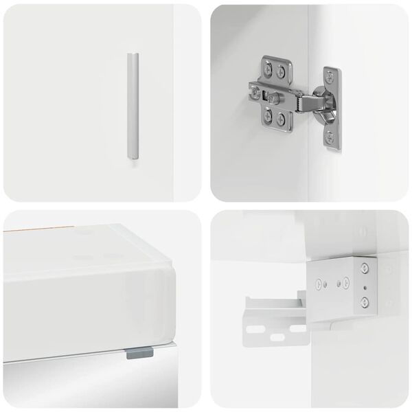 vidaXL Vannitoa m&ouml;&ouml;bleset uksega TULUM Kergelt l&auml;ikiv valge Tehispuit