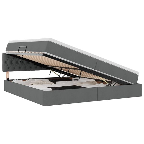 vidaXL LED-valgusega hoiuvoodi peaga Tumehall 200 x 200 cm Pol&uuml;ester