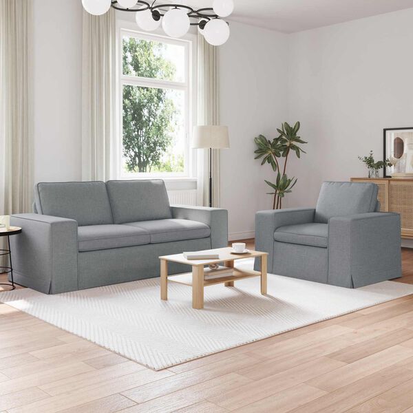 vidaXL Diivan 2 pcs Helehall 182 x 80 x 82 cm kangas