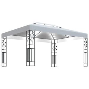 vidaXL varjualune, topeltkatuse ja LED-n&ouml;&ouml;rvalgustitega, 3x4 m, valge