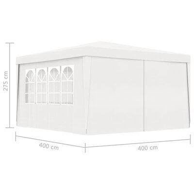 vidaXL professionaalne peotelk külgseintega, 4x4 m, valge 90 g/m²