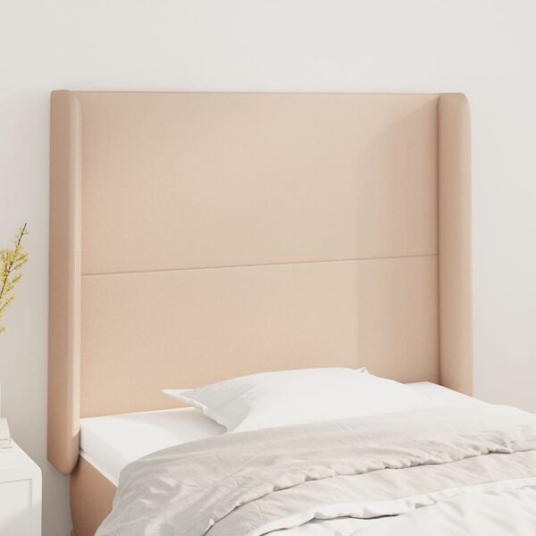 vidaXL voodipeats servadega, cappuccino, 103x16x118/128 cm, kunstnahk