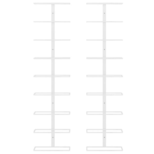 vidaXL seinale kinnitatav veiniriiul 9 pudelile 2 tk, valge, raud