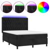 vidaXL kontinentaalvoodi madrats ja LED, must, 140x190 cm, samet