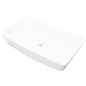 Luksuslik keraamiline kraanikauss ristk&uuml;likukujuline valge 71 x 39 cm