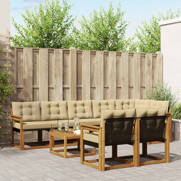 vidaXL V&auml;li diivanikomplekt padjaga 9 pcs Looduslik ja beež