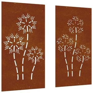 vidaXL aia seinakaunistus, 2 osa, 105x55 cm, Corteni teras lilledisain