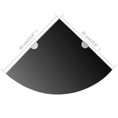 vidaXLi nurgariiul kroomitud tugedega, klaas, must 35 x 35 cm