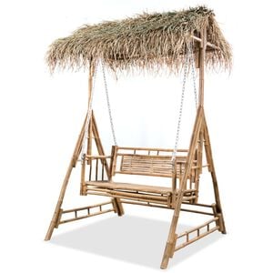 vidaXL 2-kohaline aiakiik palmilehtedega, bambus, 202 cm