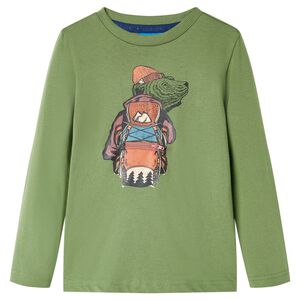 Pikkade varrukatega lastes&auml;rk, hele khaki, 104