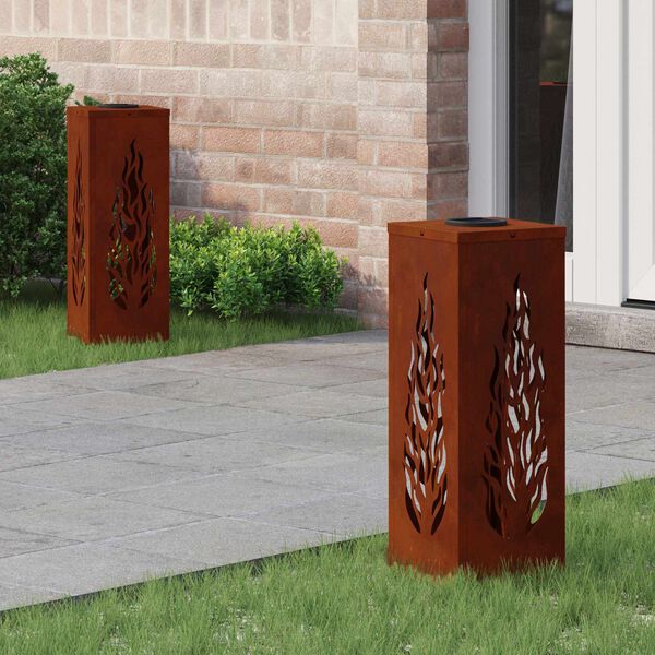 vidaXL P&auml;ikese LED k&auml;igutee tuli 2 pcs Corten Teras Corten Teras