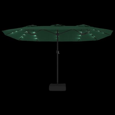 vidaXL kahe varjuga päikesevari LEDiga, roheline, 449 x 245 cm