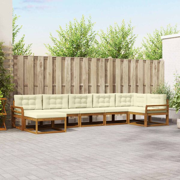 vidaXL V&auml;li diivanikomplekt padjaga 7 pcs Looduslik ja kreem