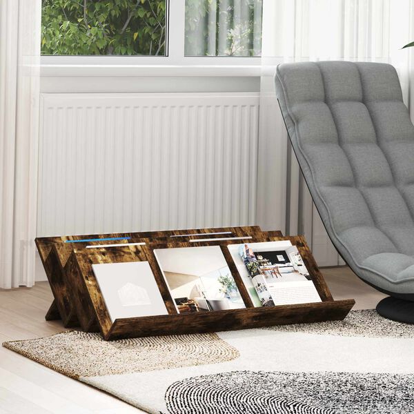 vidaXL Ajakirja riiul Suitsetatud tamm 90 x 53 x 28,5 cm Tehispuit