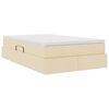 vidaXL Voodi hoiukohaga ja madratsiga cream 120 x 200 cm Polüester