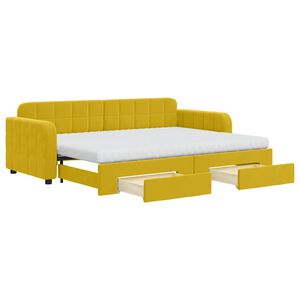 vidaXL diivanvoodi v&auml;ljat&otilde;mmatava osaga, kollane, 80x200 cm, samet