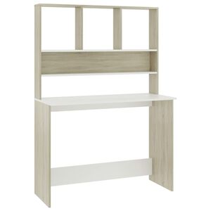 vidaXL kirjutuslaud valge ja Sonoma tamm 110x45x157 cm puitlaastplaat